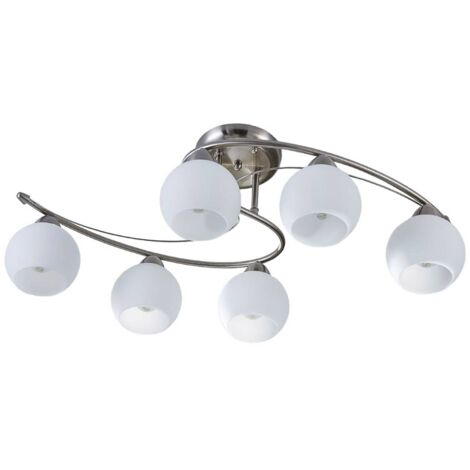 Lindby – Plafonnier moderne à intensité variable 6 lampes – Verre opale – Longueur 75cm – E14 jusqu'à 40W – Pour salon et salle à manger