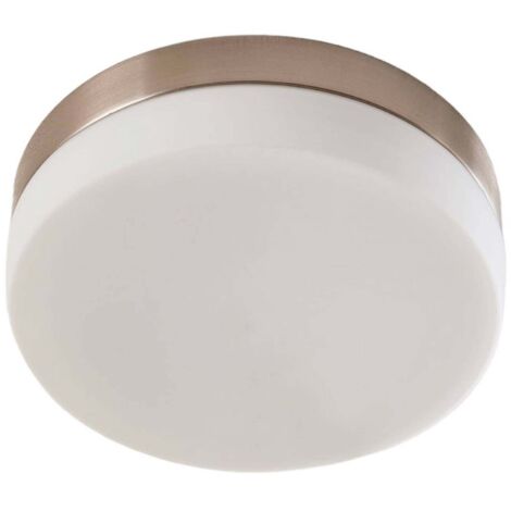 Lindby – Plafonnier salle de bain Amilia en métal – Ø 18 cm – E27 – Protection IP44 – Abat-jour en verre blanc – Lumière agréable