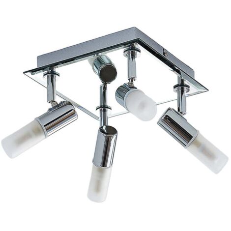 Lindby – Plafonnier de salle de bain Zela 32 cm – 4 lampes orientables – Indice de protection IP44 – Métal chromé pour humidité