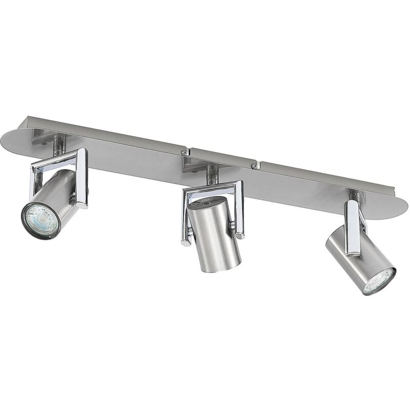 

Lindby Reina foco de techo, níquel, 3 luces, largo