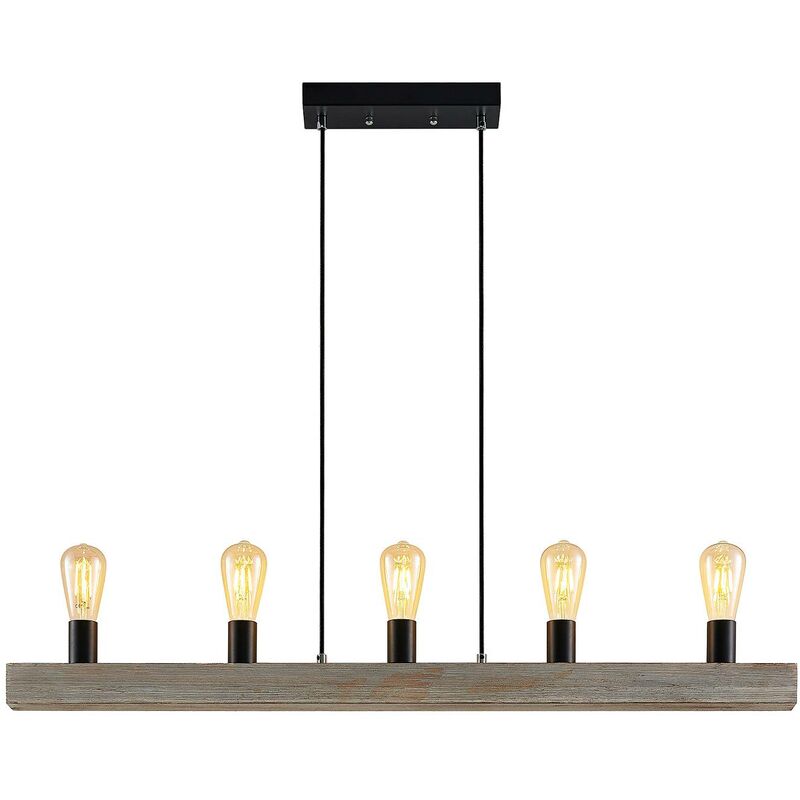 Image of Relia lampada sospensione, trave di legno - nero, legno chiaro - Lindby