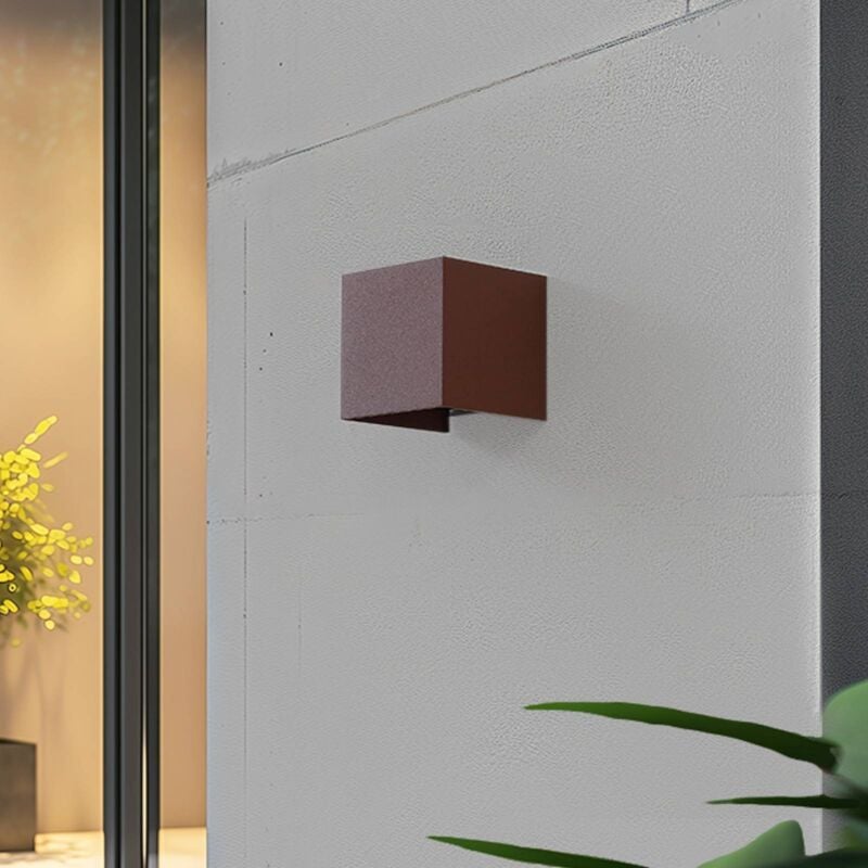 Image of Lindby Smart LED applique da esterno Dara ruggine angolare CCT RGB Tuya - marrone ruggine