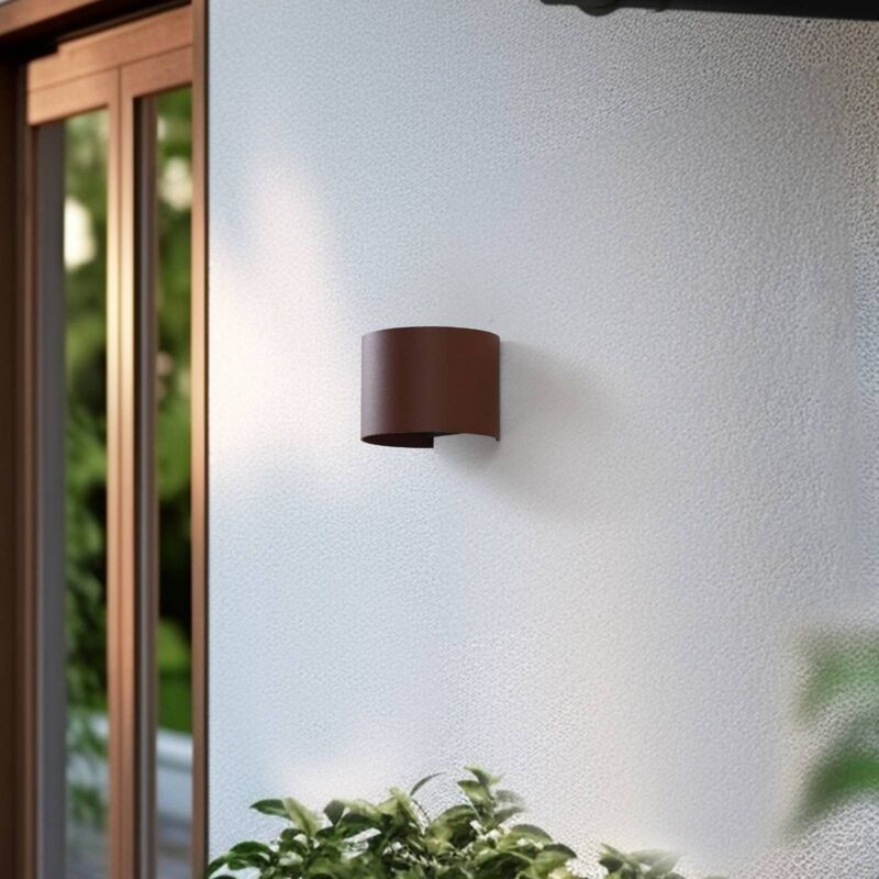 Image of Lindby Smart LED applique da esterno Dara ruggine rotonda CCT RGB Tuya - marrone ruggine