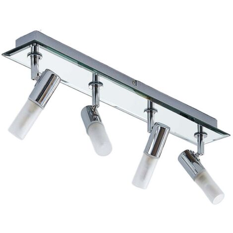 Lindby – Spot à intensité variable Zela – Métal chromé – 4 lampes orientables – Protection IP44 pour salle de bain – Luminosité ciblée