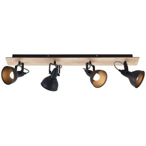 Lindby – Spot encastrable métal noir 4 lampes E14 – Longueur 82 cm – Pour salon, salle à manger, couloir – Style industriel élégant