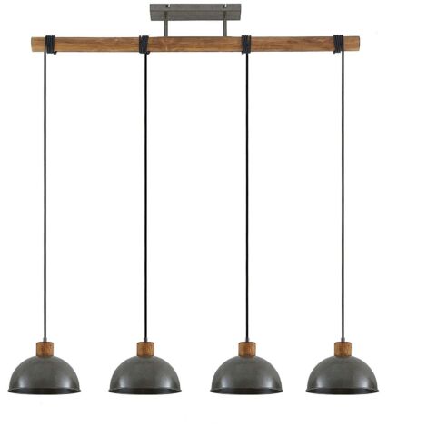 Lindby – Suspension à intensité variable 4 lampes E27 – Abat-jours métalliques gris – Longueur 116 cm – Pour éclairage table et comptoir