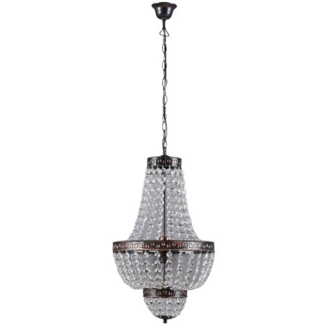 Lindby – Suspension à intensité variable en cristal – Design trois anneaux – Finition noire et dorée – Pour salon et salle à manger