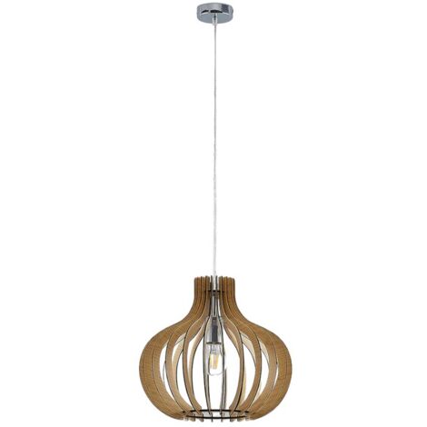Lindby – Suspension en bois clair 35 cm – Intensité variable E27 – Design moderne pour salon et salle à manger – Câble transparent inclus