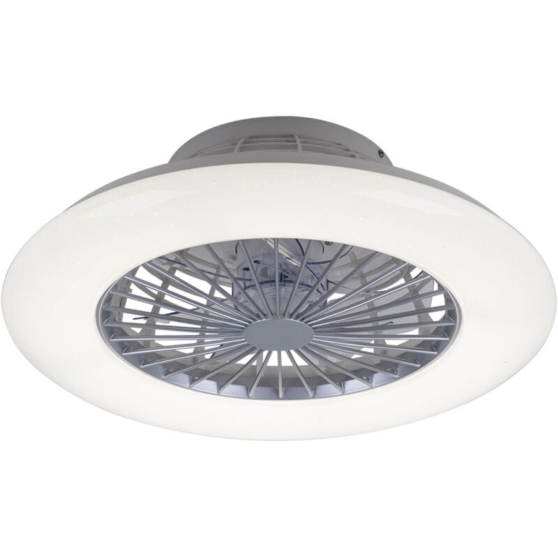 Image of Lampenwelt - Plafoniera ventilatore da soffitto ventilatore per stanza raffreddatore cielo stellato lampada soggiorno, acciaio bianco plastica,
