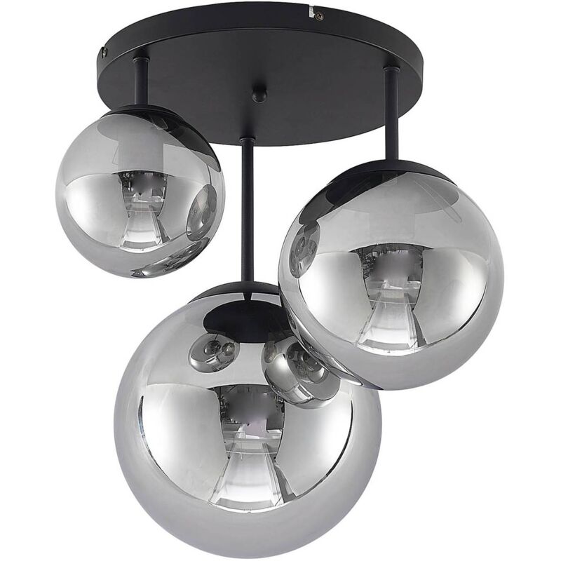 Lindby - Teeja plafoniera, 3 sfere di vetro, fumé