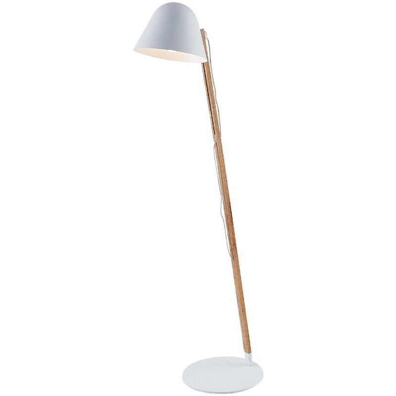 Image of Tetja lampada da terra con legno, bianco - bianco, legno chiaro - Lindby
