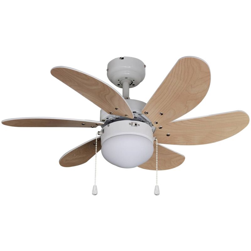 Ventilador de techo con lámpara 'Minja' en Blanco Metal - Lindby