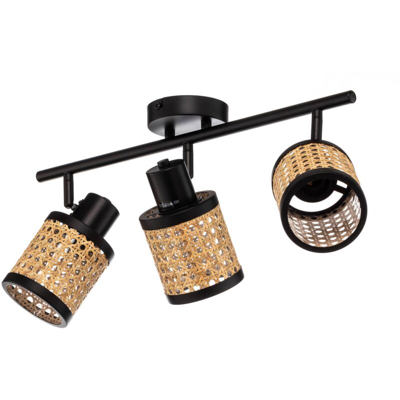 Lindby - Yaelle faretto metallo rattan 3 luci