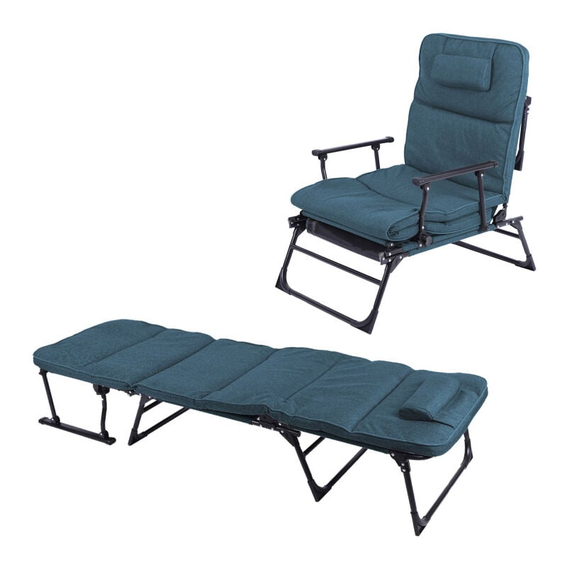 Chaise Longue Convertible 2 en 1 Noir/Bleu - Linder Exclusiv