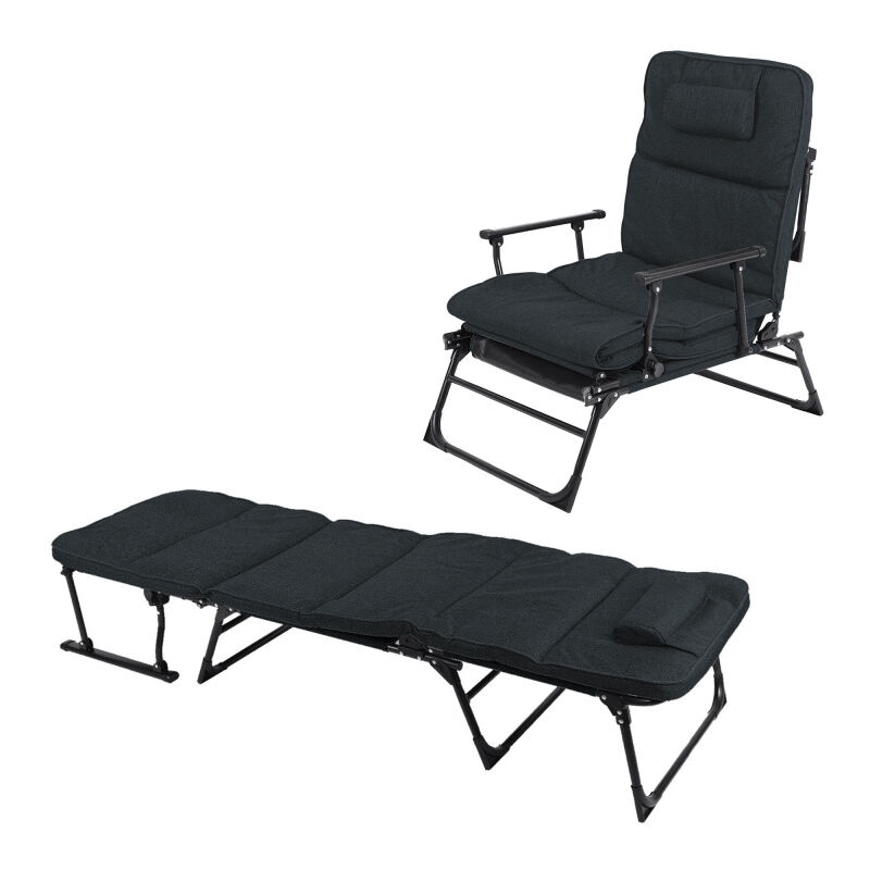 Chaise Longue Extensible 2-en-1 Noir/Noir - Linder Exclusiv