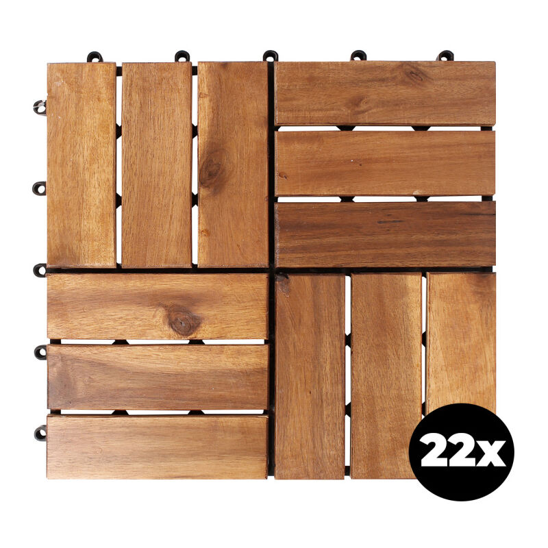 Linder Exclusiv - Dalles de terrasse en acacia 30x30 cm 22 pièces