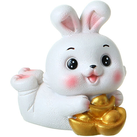 Lindo conejito decorativo de resina, 2023. Conejo, símbolo de Año Nuevo de China, símbolo de buena suerte, mascota de la salud, multicolor, varios tamaños.
