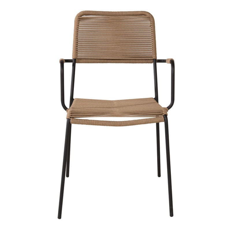Ebuy24 - Lindos Chaise de jardin avec accoudoirs empilable, noir.