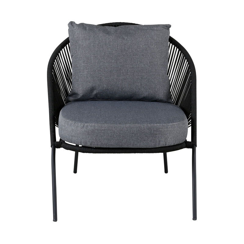 Lindos Chaise longue avec coussin, empilable noir.