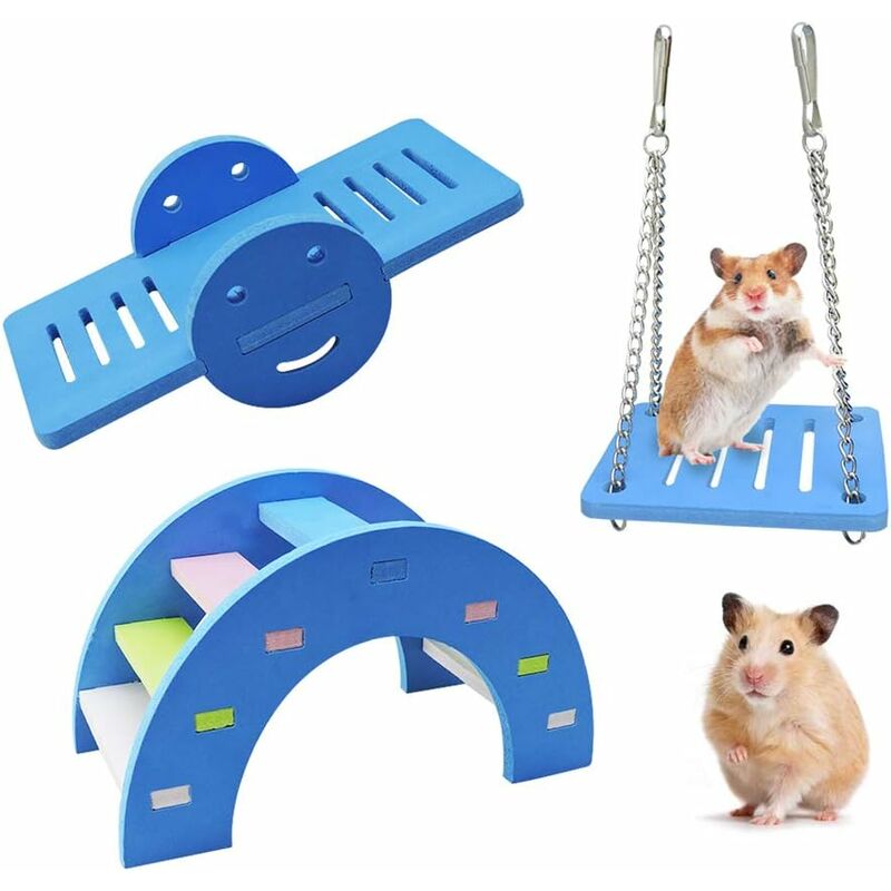 

Lindos juguetes de hámster de 3 piezas, puente de arcoíris, columpio, columpio, juguete de escalada, juguete de actividad para que el animalito se