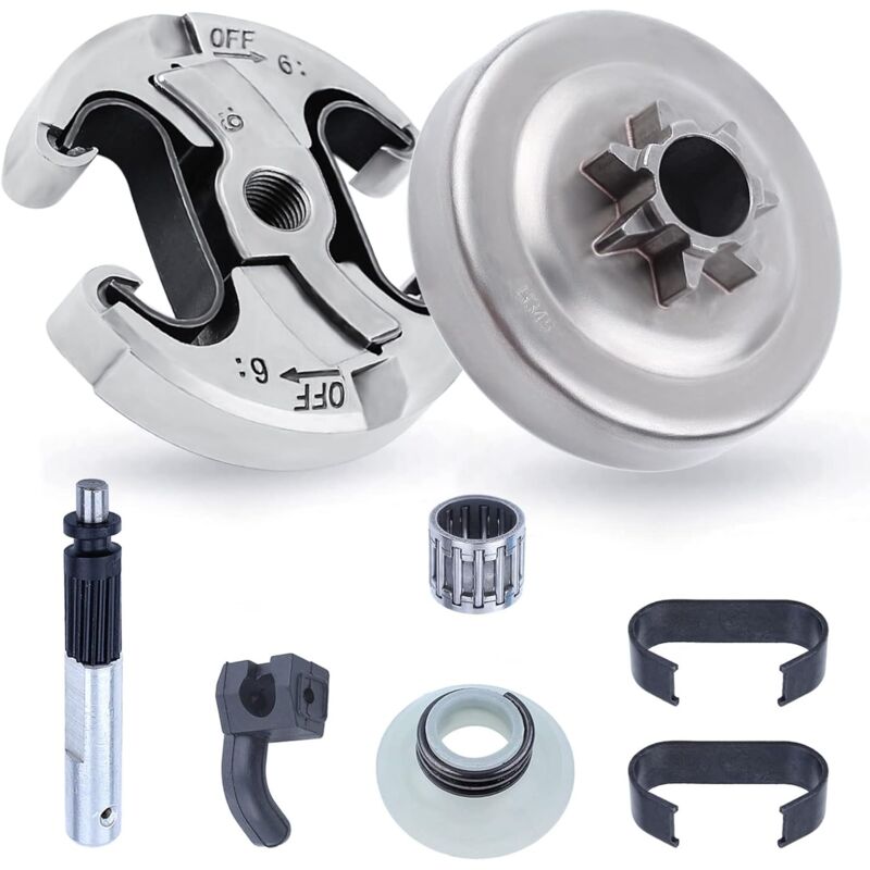 LinDuxe Kit de 8 tambours d'embrayage 325 7T pour tronçonneuse Husqvarna 340 345 350, pièces de rechange avec ressort d'embrayage, roulement à