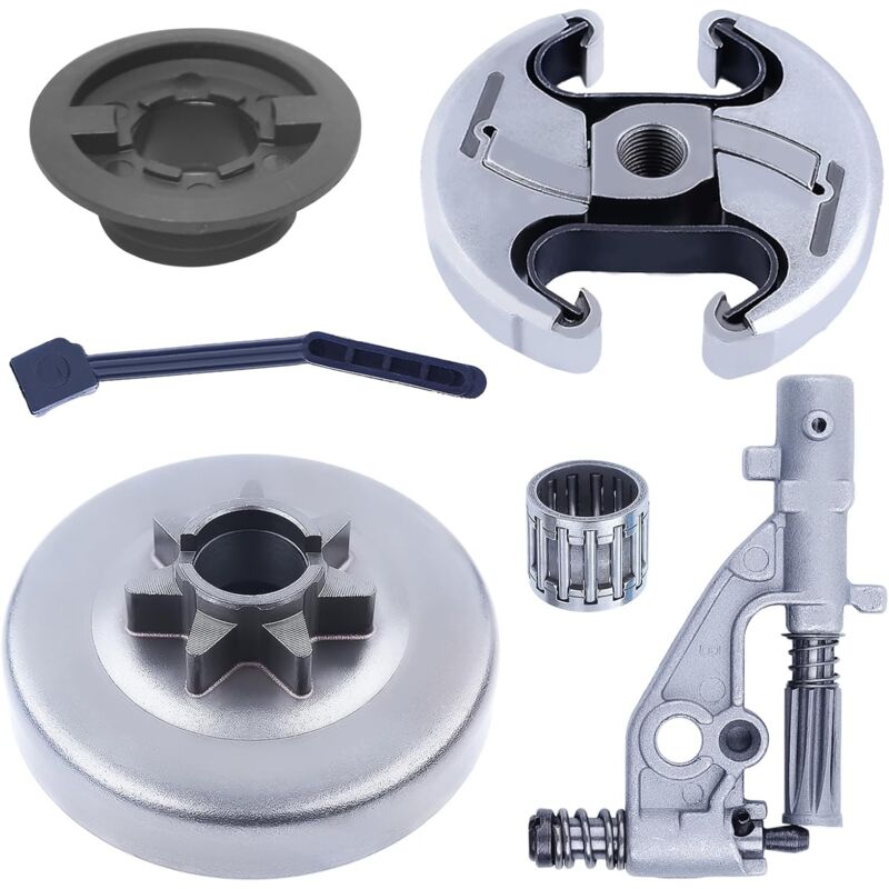 LinDuxe Kit de roulement de tambour d'embrayage .325 7T pour tronçonneuse Husqvarna 455 460 Rancher avec pompe à huile, conduite de pression d'huile,