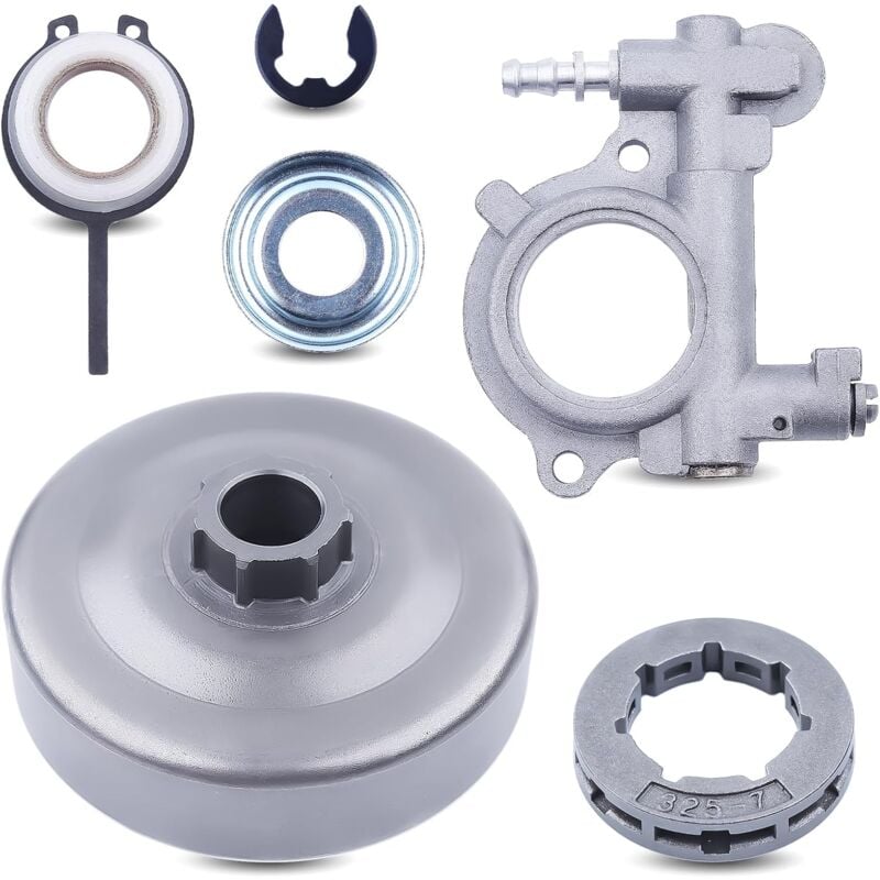 LinDuxe Kit de rondelle d'engrenage à vis sans fin de pompe à huile de jante de tambour d'embrayage de pignon 3/8 7T pour Stihl 24 026 MS240 MS260