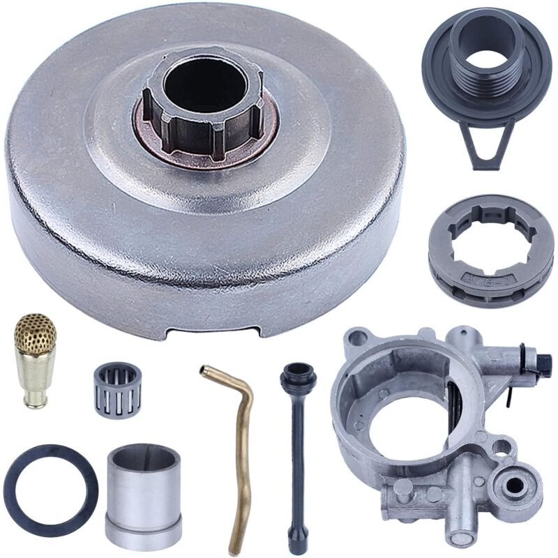LinDuxe Kit de pompe à huile de jante de pignon de tambour d'embrayage 3/8 pour Husqvarna 365 362 372 371 Pièces de rechange pour tronçonneuse