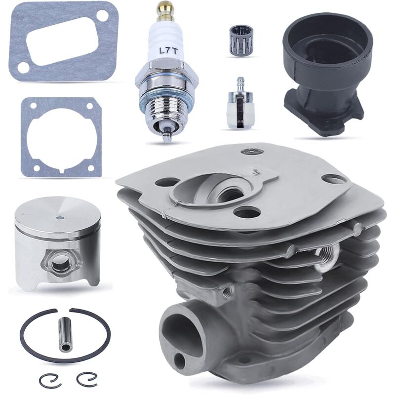 LinDuxe Kit de pièces de rechange pour joint de piston de cylindre de tronçonneuse plaqué Nikasil 44 mm pour Husqvarna 351 353 346XP avec collecteur