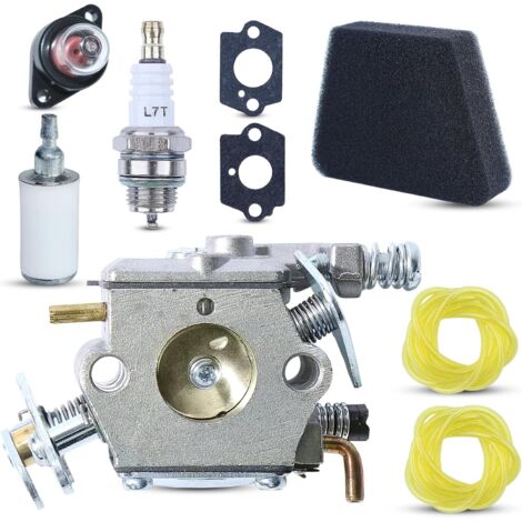 LinDuxe Carburateur 1950 2050 2150 pour tronçonneuse Poulan 1900 2055 2175 2350 2450 2550 262 Wild Thing remplace C1Q-W8 C1Q-W14 WT 89 891 WT-324 530069703 545081885 avec filtre à air, conduite de car