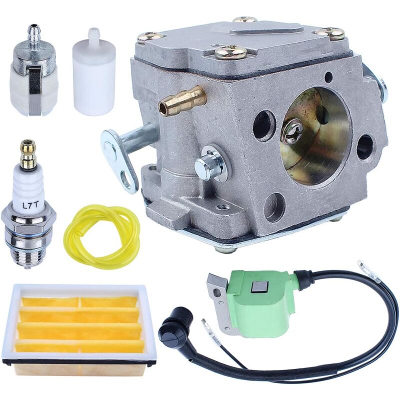 LinDuxe Carburateur pour tronçonneuse Husqvarna 268 272 272XP 61 266 503280316 503901401 avec kit de ligne de filtre à air et à carburant pour bobine