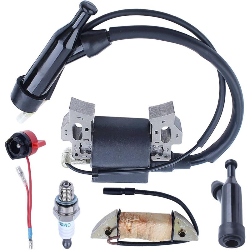 LinDuxe Kit de bobine de charge d'allumage pour tondeuse à gazon Honda GX160 GX200 5,5 6,5 HP avec bougie d'allumage, capuchon de bougie d'allumage,