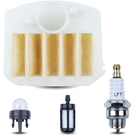 LinDuxe Kit de mise au point air-carburant pour tronçonneuse Husqvarna 340 345 346xp 350 351 353 avec conduite de carburant, bougie d'allumage, poire d'amorçage, écrous de barre, pièces de rechange 37