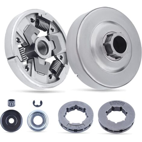 LinDuxe Kit de pignon de tambour d'embrayage pour tronçonneuse Stihl 024AV 026 PRO MS240 MS260 MS260C MS261C avec rondelle de roulement à aiguilles, rondelle d'engrenage à vis sans fin E-Clip, pièces 