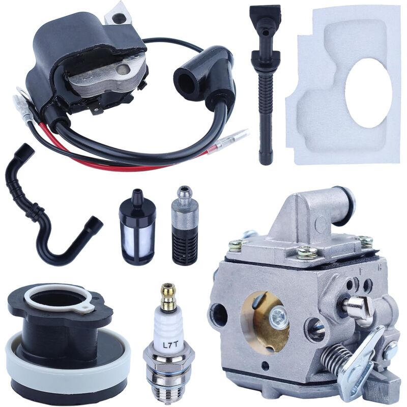 LinDuxe Carburateur MS180 pour tronçonneuse Stihl MS170 MS180 017 018 Bougie d'allumage + Filtre de conduite de carburant + Conduite d'huile + Filtre