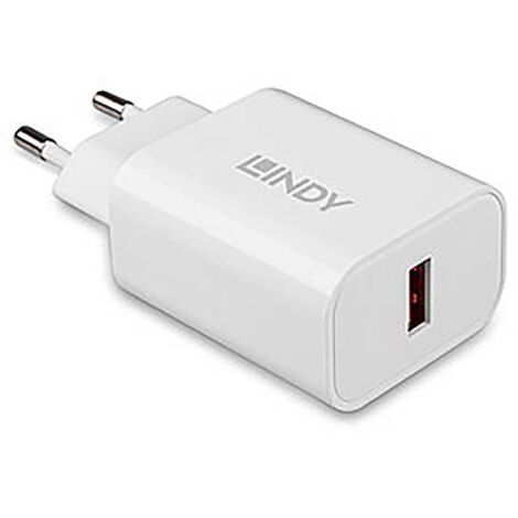 LINDY 18W USB Typ A Charger Chargeur USB 18 W 1x USB-A blanc intérieure V929673