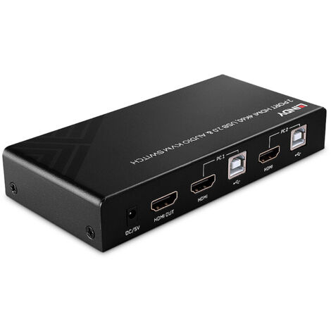 LINDY 2 Port KVM Switch HDMI 4K60, USB 2.0 Audio