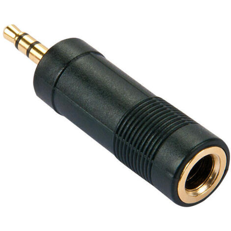 LINDY 35621 - Adaptador de conector estéreo macho a conector estéreo hembra de 3,5 mm (6,3 mm), color negro