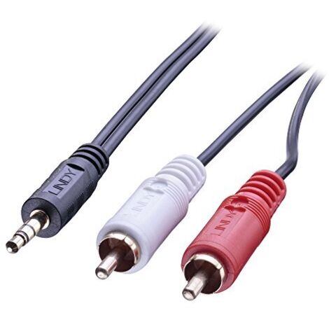 Lindy 35681 Audio 2 m Kabel 3.5mm 2 x RCA Schwarz, Rot, White