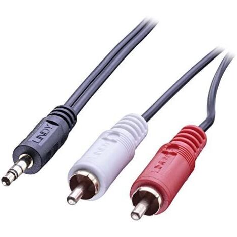 LINDY 35682 Cinch / Klinke Audio Anschlusskabel [2x Cinch-Stecker - 1x Klinkenstecker 3.5 mm] 3.00 m