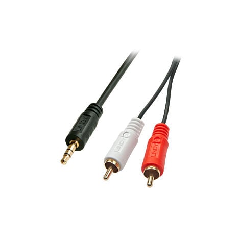 Lindy 35685 cavo audio 10 m 2 x RCA 3,5mm Nero - Cavi audio (2 x RCA, Maschio, 3,5mm, Maschio, 10 m, Nero)