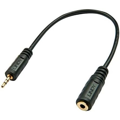 Lindy 35698 Premium Audio Kabel Klinkenstecker 2,5 mm Klinke männlich auf 3,5 mm weiblich, 20 cm