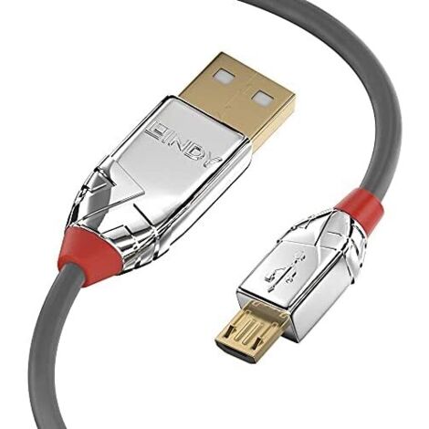 Lindy 36652 - Cavo USB (2 m, USB A, Micro-USB B, 2.0, 480 Mbit/s, Grigio)