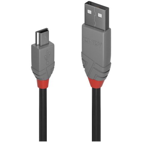 Lindy 36723 cavo USB USB 2.0 2 m USB A Mini-USB B Nero, Grigio
