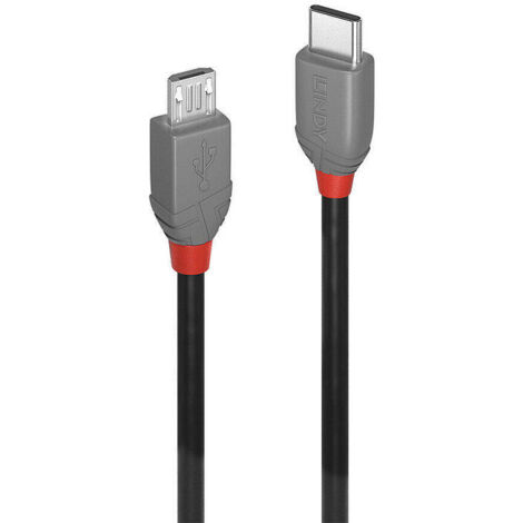 Lindy 36893 Cable USB 2.0 de 3 m a Micro-B, línea Anthra