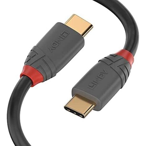Lindy 36901 USB Type C zu C Kabel 1 m schwarz grau
