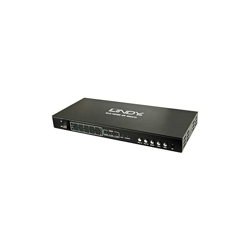 LINDY Commutateur Matrix 6 x 2 HDMI 2.0 4 K UHD, avec fonctions Pip et Arc