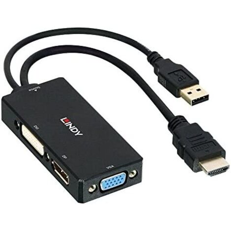 lindy 38182 câble vidéo noir 0,15 m 2160p