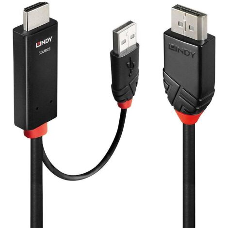 Lindy 3m HDMI to DisplayPort Cable noir