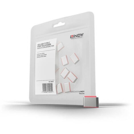 Lindy 40437 bloqueur de port USB Type-C Rose 10 pièce(s)